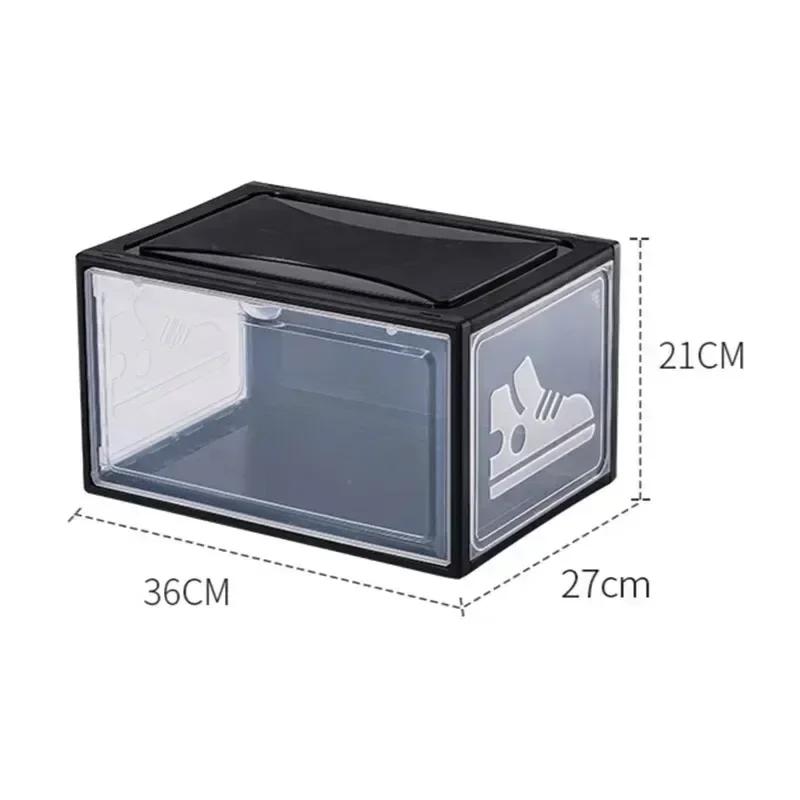 

Утолщенный прозрачный обувной ящик пластиковый выдвижной штабелируемый пыленепроницаемый шкаф с магнитной боковой дверцей для кроссовок органайзер для шкафа