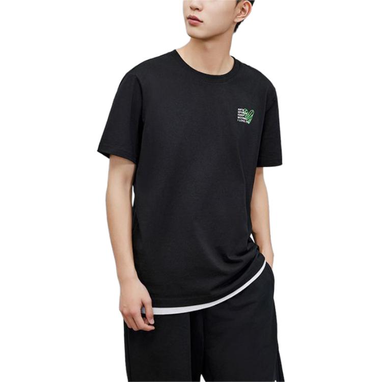 Anta T Shirt Unisex Basic Black Small Letter 972428108-2