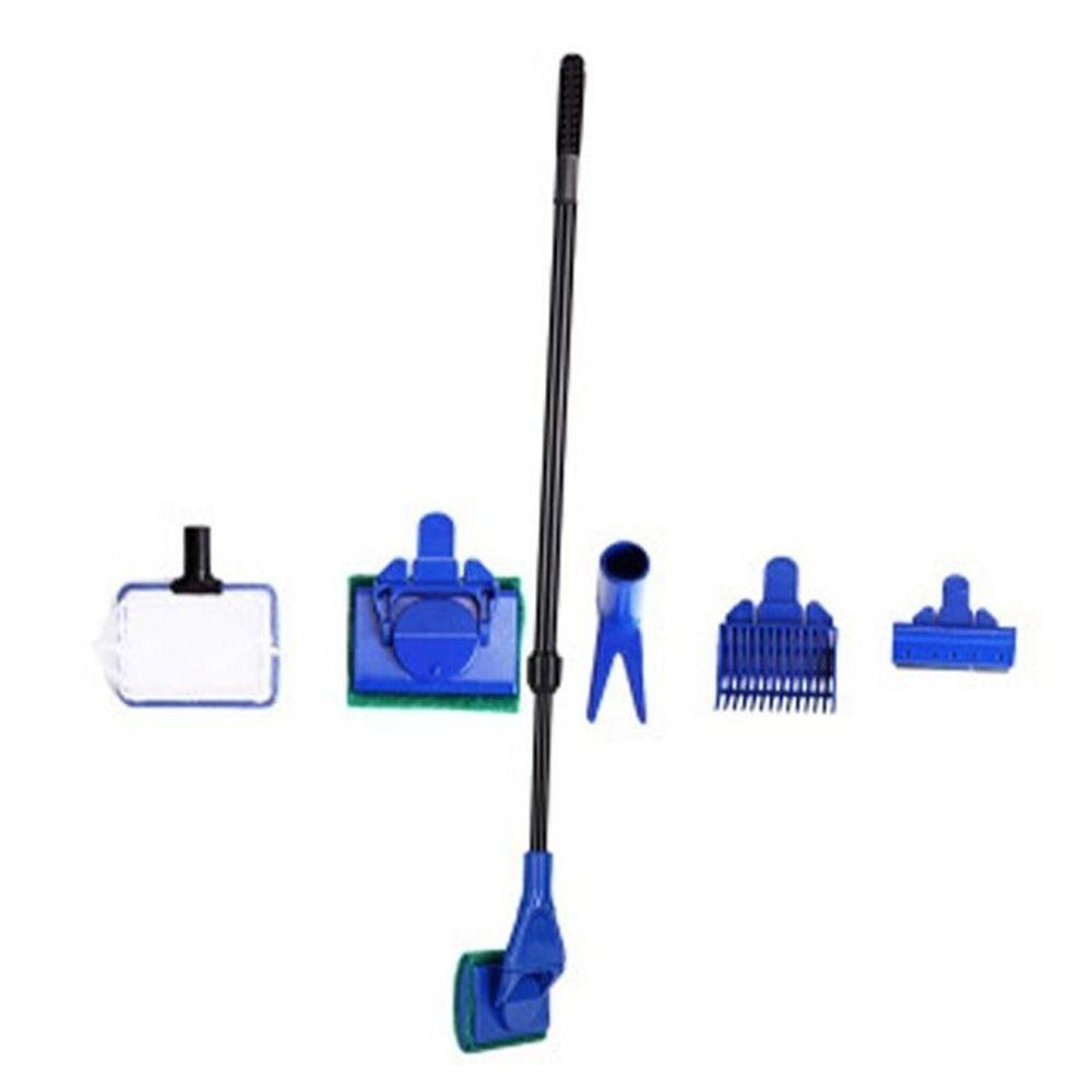 Adjustable Tank Glass Cleaning Brush Retractable Fish Tank Brush Durable 5-in-1 Cleaning Set