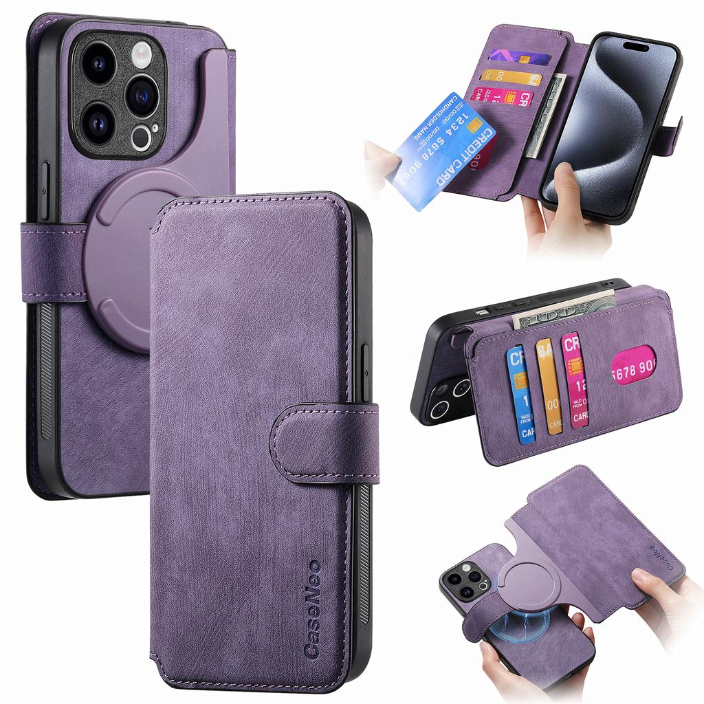 CASENEO MW-03 For iPhone 14 Pro Max Case with Detachable Wallet Leather+TPU Phone Cover