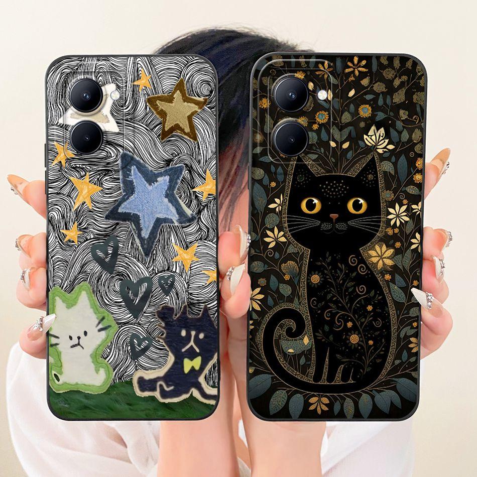For Realme C33 C31 Cute Cat Flower Cartoon Phone Case For Realme C31 C33 Soft Silicone Covers Bumpers