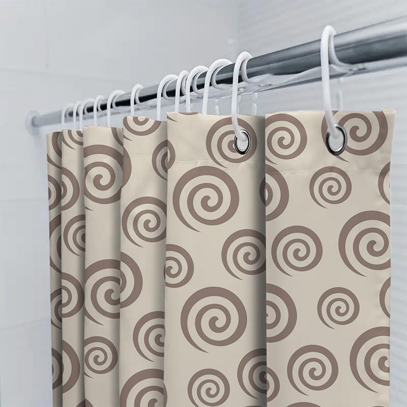 Whirlpool Shower Curtain Modern Home Decor Waterproof Fabric Bathroom Shower Curtains with Plastic Hooks (Brown/Beige)