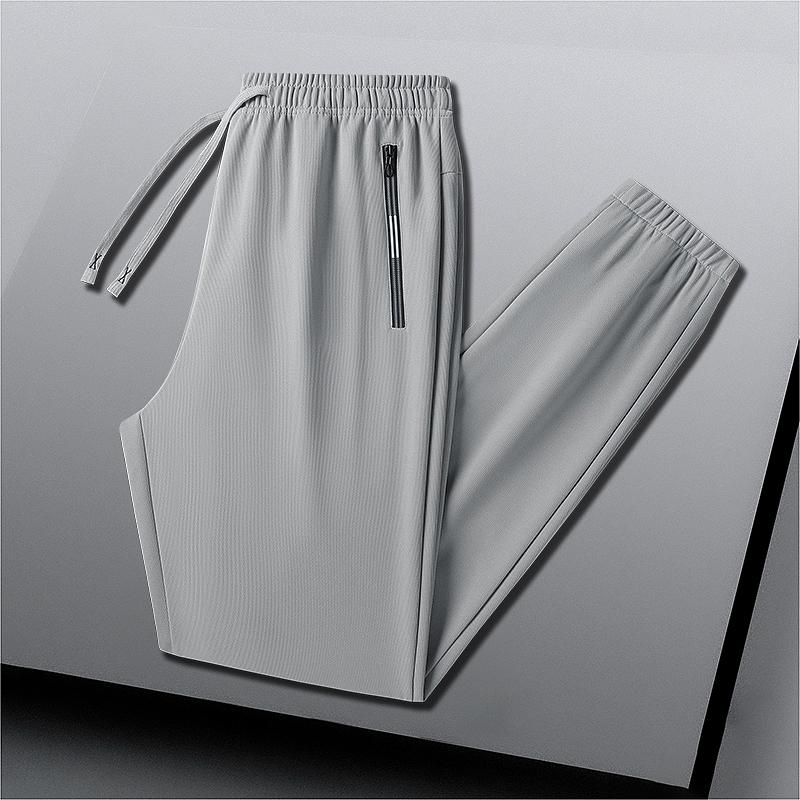 

Спортивные Мужские Модные и Универсальные Эластичные Брюки с Высокой Посадкой Однотонные с Карманом на Молнии Повседневные S серый