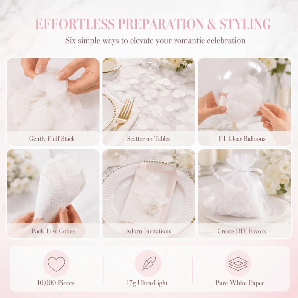 10000PCS 2.5cm Heart Tissue Paper Confetti White Wedding Confetti  Wedding Toss