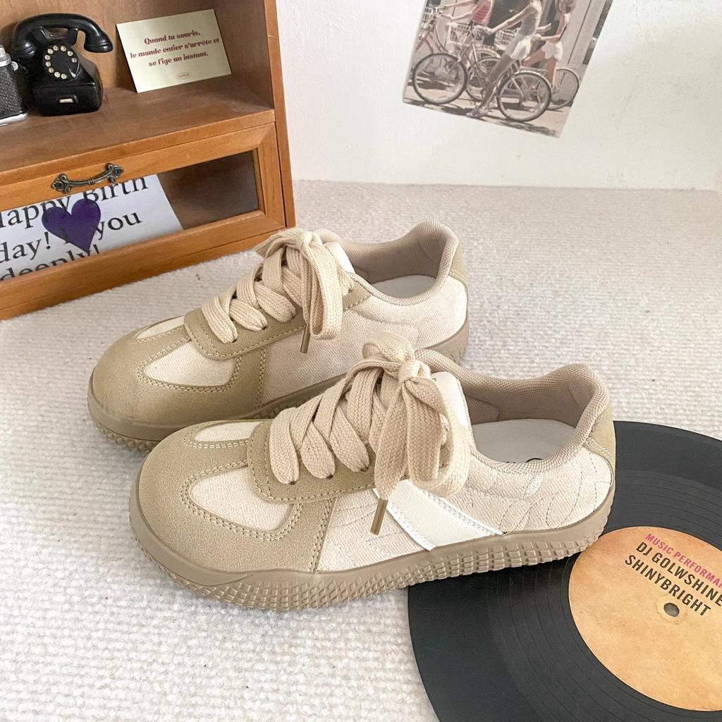 Versatile Dexun Shoes Women's Shoes 2025 Spring New Platform Sports Board Shoes Maillard Casual Retro Brown Shoes