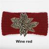 Crystal Beaded Flower Knit Headband For Women Winter Wool Ear Warmer Hairband Turban Headwrap Hair Accessories Bandeau