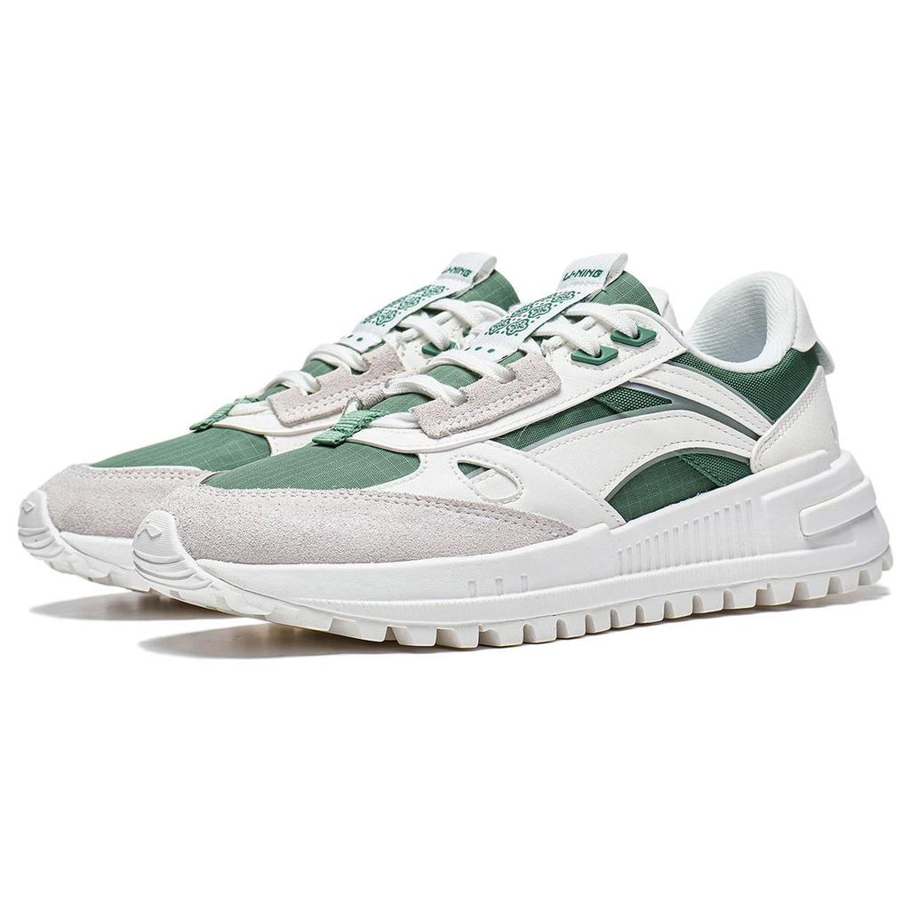 New LiNing Wind Rider 2.0 Anti Slip Wear Resistant Low Top Sports Casual Shoes Women's White Gray Green AGCT156-6