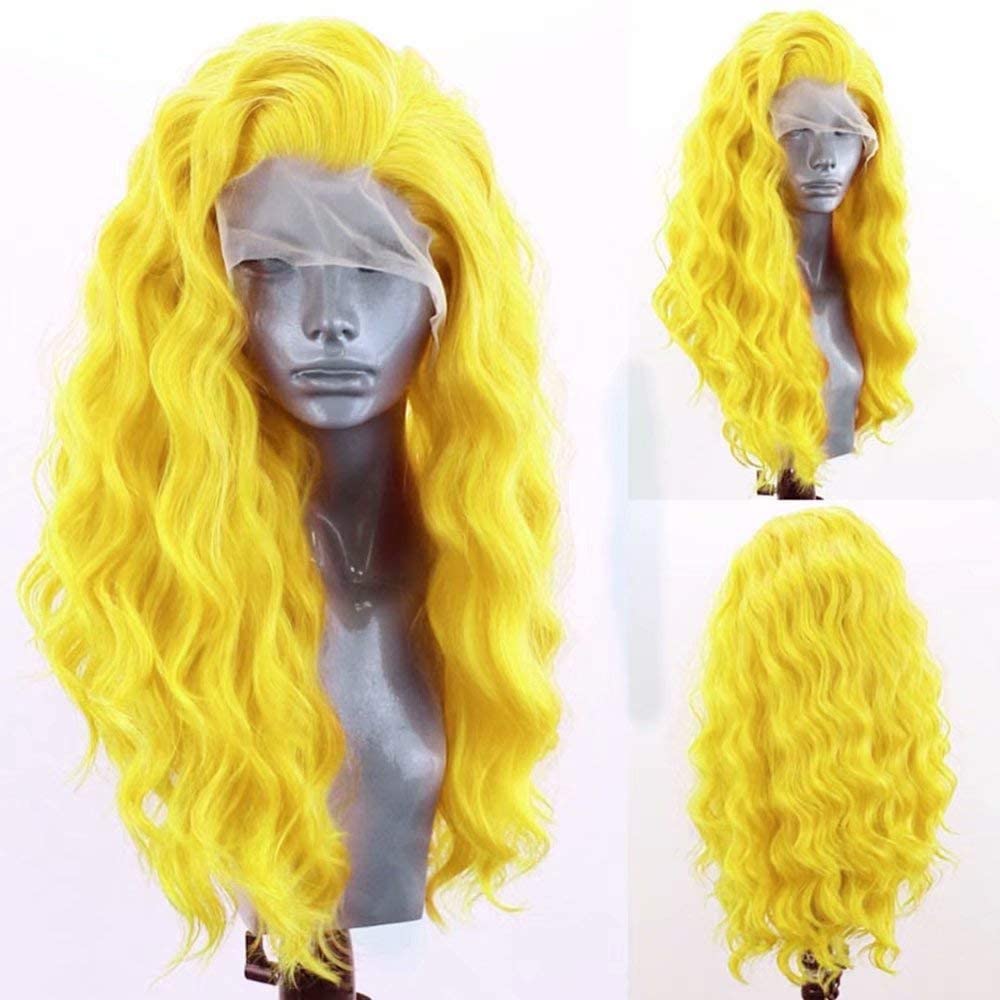 AIMEYA Pink Lace Front Wig Long Body Wave Synthetic Hair 13x4 Glueless Natural Hairline Frontal Lace Cosplay Daily Use Wig
