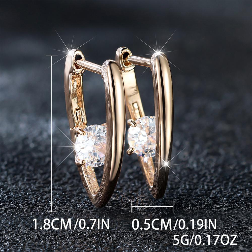 Cute White Zircon Small Round Stone Hoop Earrings For Women Vintage Gold Color Ear Buckle Wedding Jewelry Engagement Party Gifts