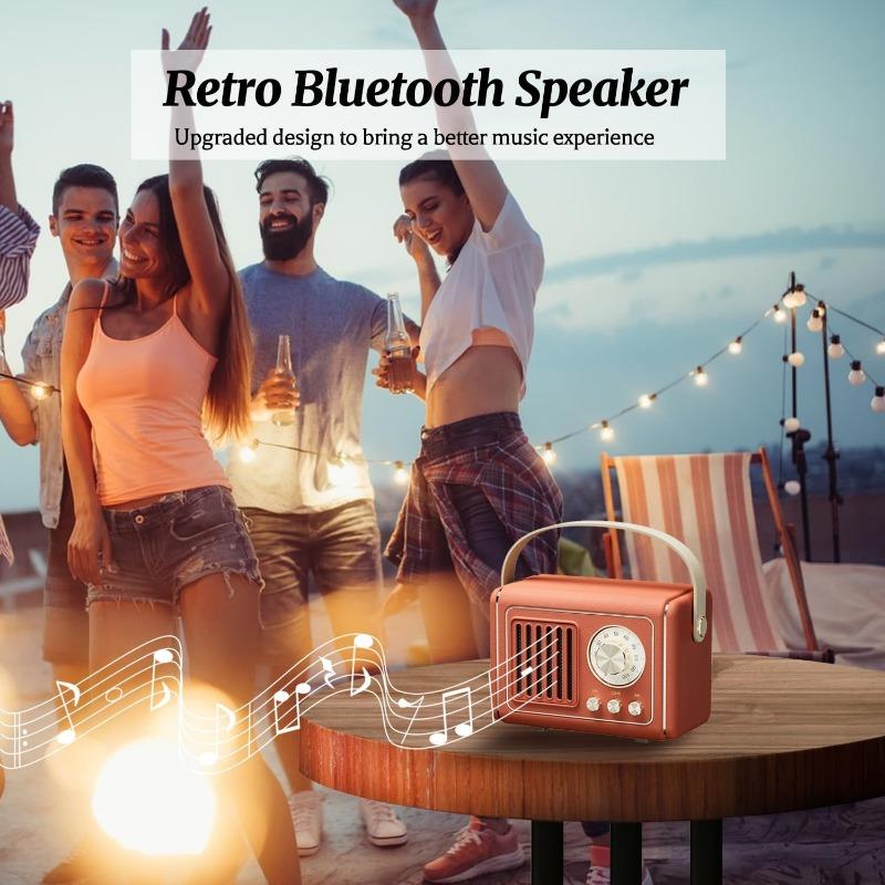 Mini Vintage Bluetooth Speaker, Retro Bluetooth Speaker Rechargeable, Loud Volume, Bluetooth 5.0 Wireless TWS Connection, Support TF Card,