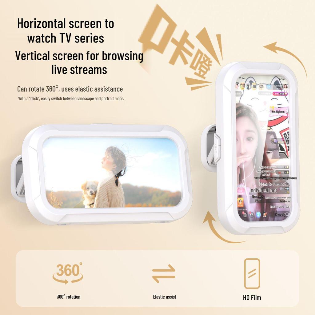 Cartoon Waterproof Shower Phone Holder with Rotatable Touch Screen and Brush Storage