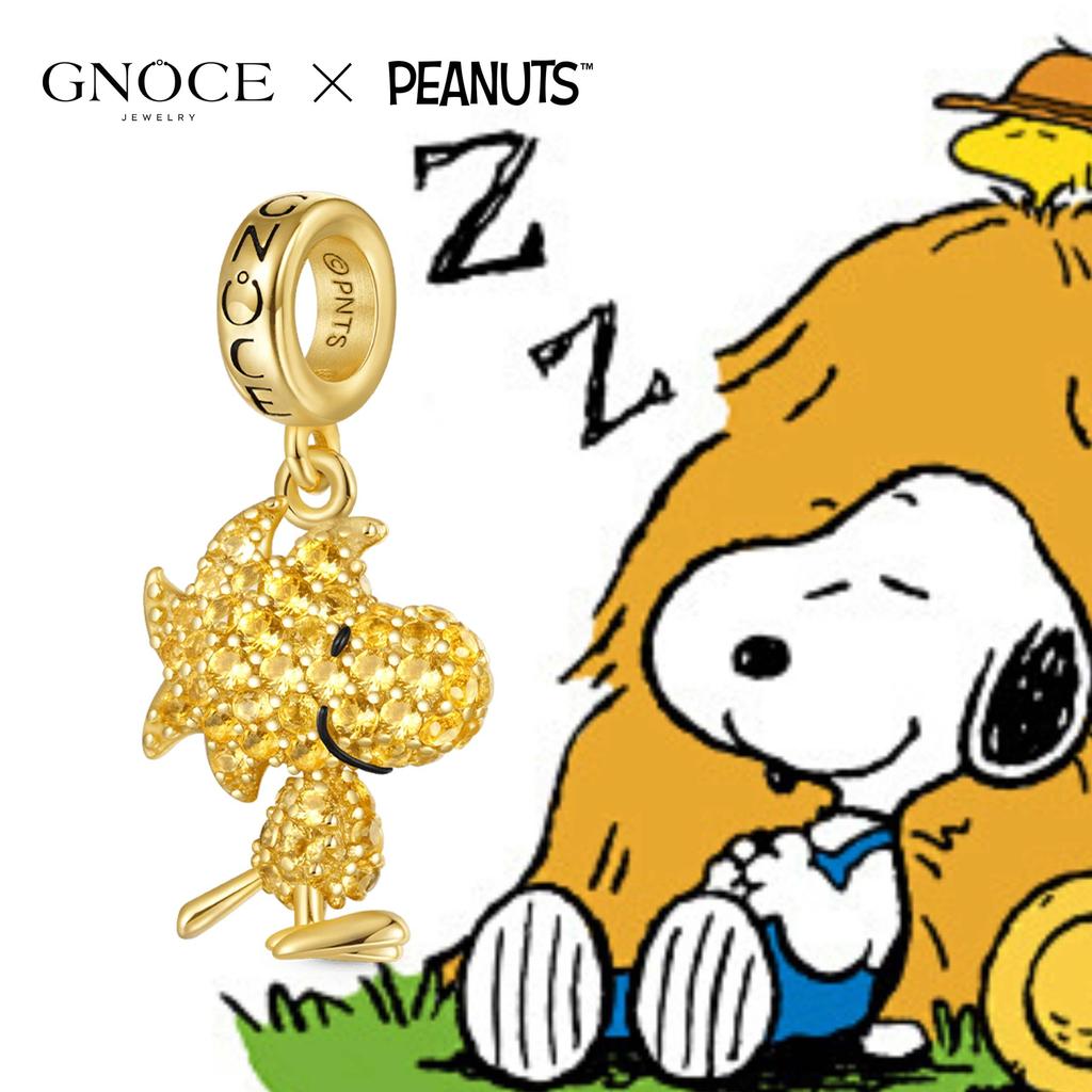 GNOCE Peanuts Woodstock Pave Diamond Pendant Dangle Charm for Women, S925 Sterling Silver, Dangle Charm for Women, Wife, Valentine's Day, Mother's