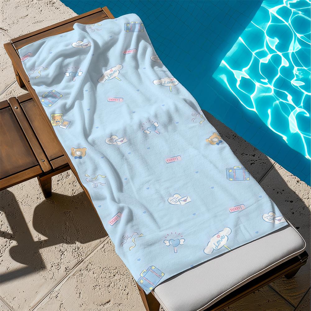 A Light Blue Beach Towel By The Poolmicrofiber Terry Bath Towels For Yoga, Travel, Swimming, Fitness And Camping