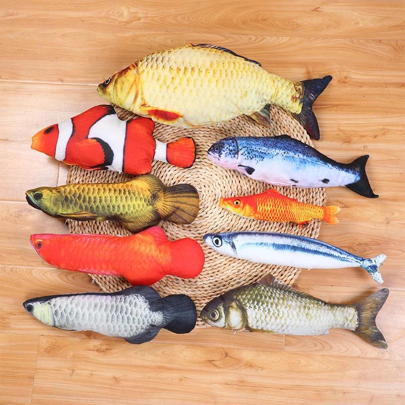 Realistisches Katzenminze-Fisch-Stofftier 1 Stück Weich Kaubar Zahnpflege Haustierspielzeug für Katzen Langeweile lindern Perfekt für Haustiergeschenke