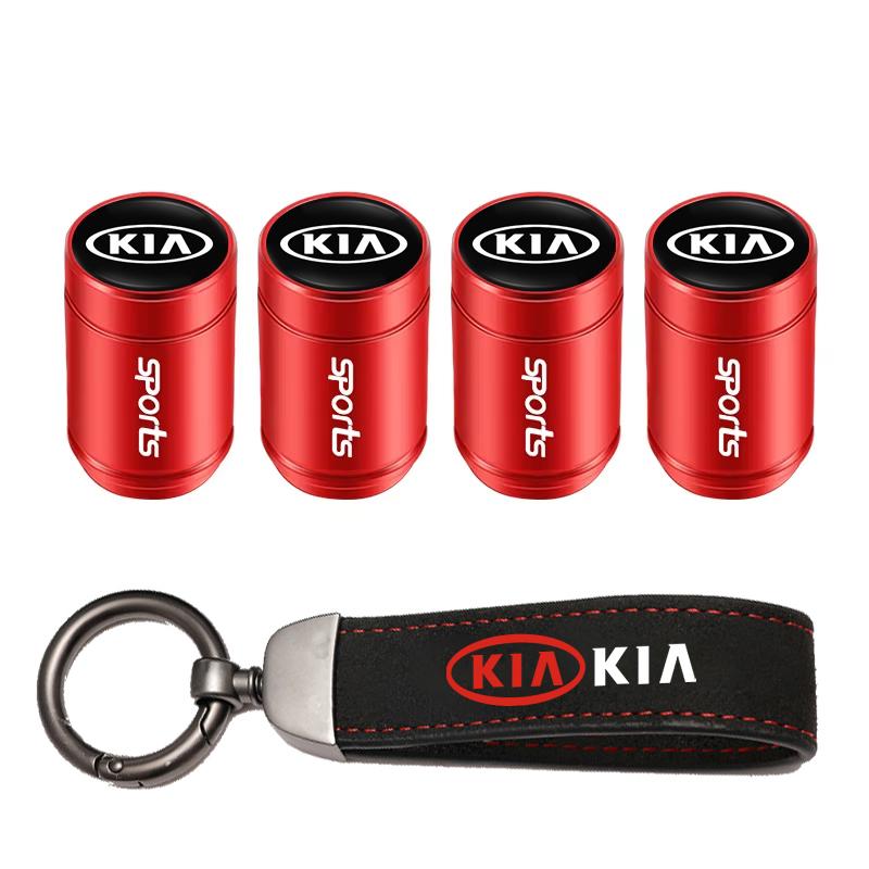 OYQZ3 Car Tire Wheel Valve Caps Cover Suede Car Key Chain Ring Keychain For KIA EV6 Stinger RIO Sorento Picanto Ceed Borrego Syros K4