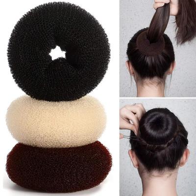 New Fluffy Hair Ring Nylon Elastic Donut Hair Bun Maker Styling Decoration Hair Styler for Girls Women