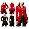 Costume de Maître de Piste de Cirque pour Femme Col à revers avec Passepoil Doré Manches Longues Velours Color Block Frac