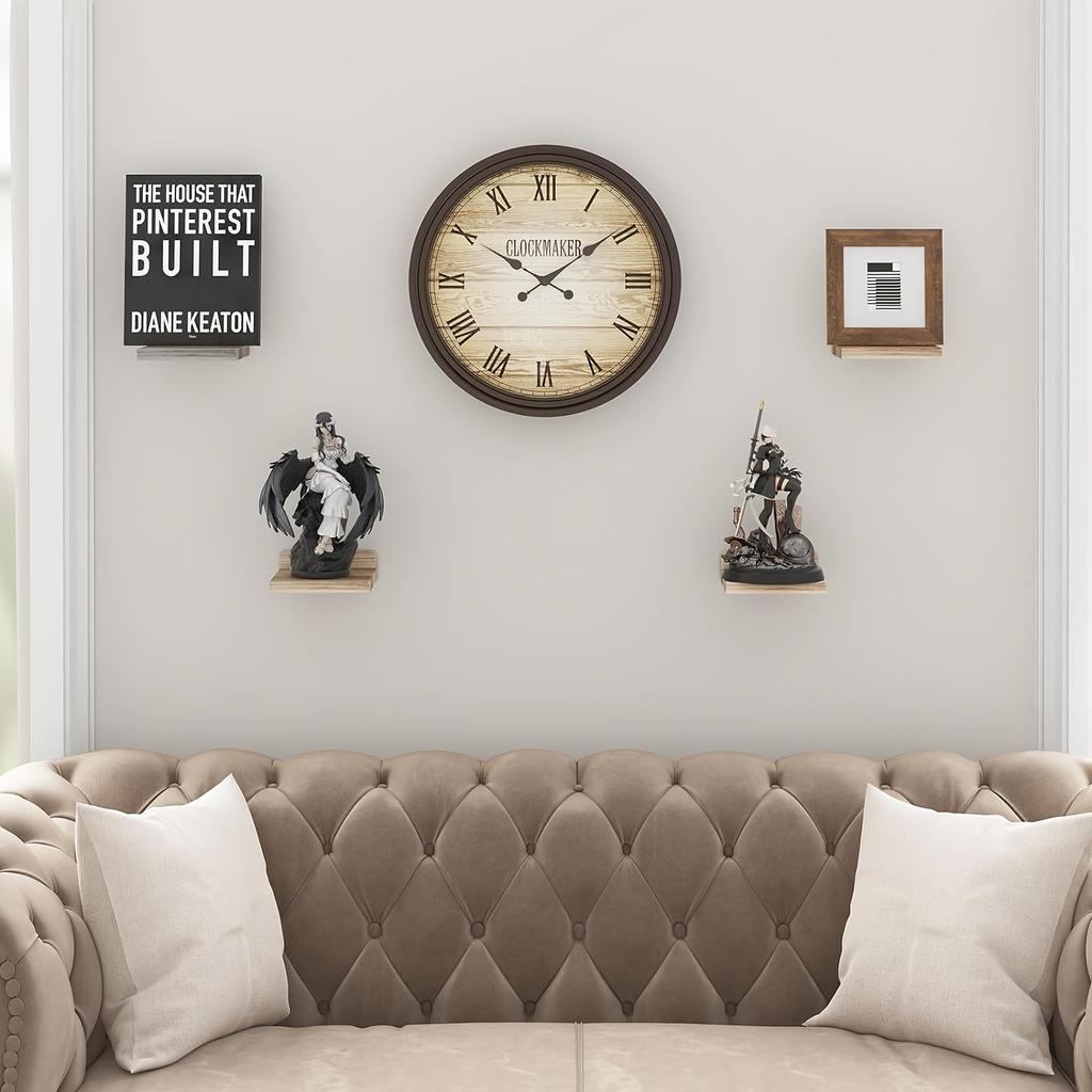 Confezione da 4 Mensole Galleggianti in Legno Rustico, 12,7x12,7 cm Storage a Parete, Stile Rustico per Camera da Letto, Soggiorno, Cucina, Bagno
