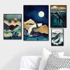 Mountain Sea Forest Whale Abstract Landscape Wall Art Canvas Painting Nordic Posters Prints Wall Pictures For Living Room Decor