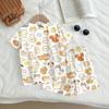 Kids Casual Two Piece Set Short Sleeve Top and Shorts Animal Pattern Lightweight Comfortable Summer Outfit for Boys and Girls