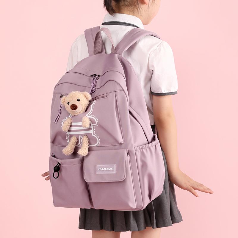 Zaino per la scuola primaria femminile Zaino leggero per studenti Zaino carino con orso