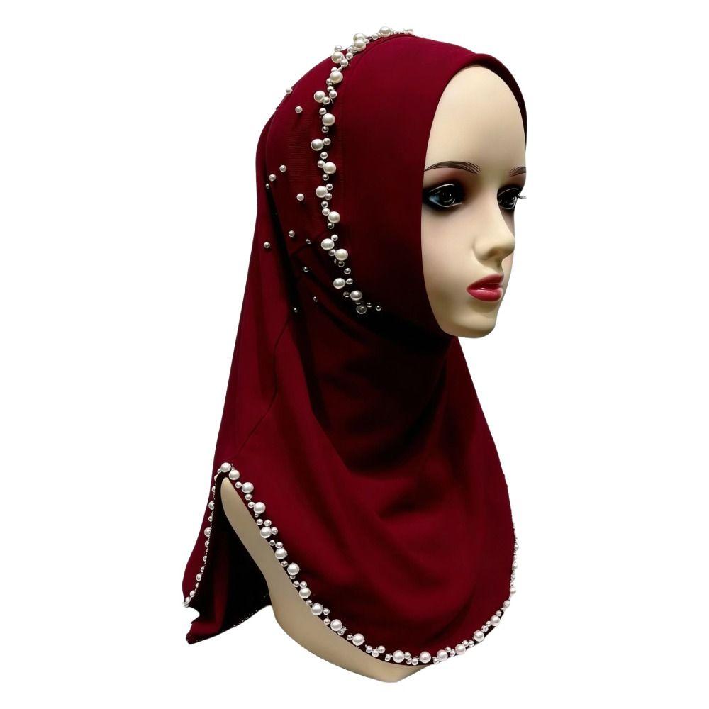 Elastic Fit Women Turban Cap Pull On Pull On Head Wrap Gift Idea Beaded Hijab Scarf  Muslim Women