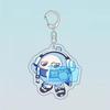 Egg Party Arena Q Keychain: Cute Cartoon Acrylic Game Pendant Backpack Charm