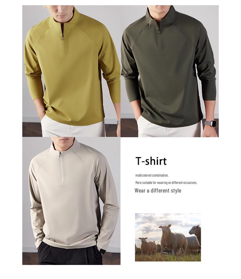 2026 Spring Men's Seamless Half-Zip Long-Sleeve Base Layer Shirt - Outdoor Casual Sports Top