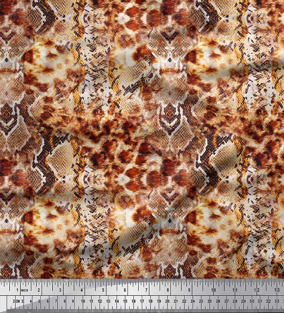 

Soimoi Green Японська креп-атласна тканина з леопардовою та зміїною шкірою тварин Швейна тканина, метр 42 дюйма 42 Inch Wide - Poly Crepe помаранчевий