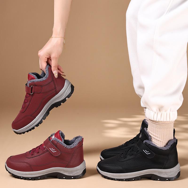 Cotton shoes autumn and winter casual cotton boots large size piled thickened hiking shoes outdoor walking elderly sports shoes