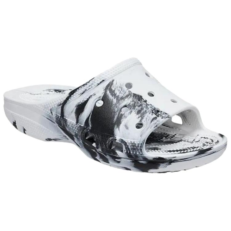 Crocs Classic Comfort Slip-On Open-Toe EVA Anti-Rub Slide Sandals Women Sandals Black White 211832-066
