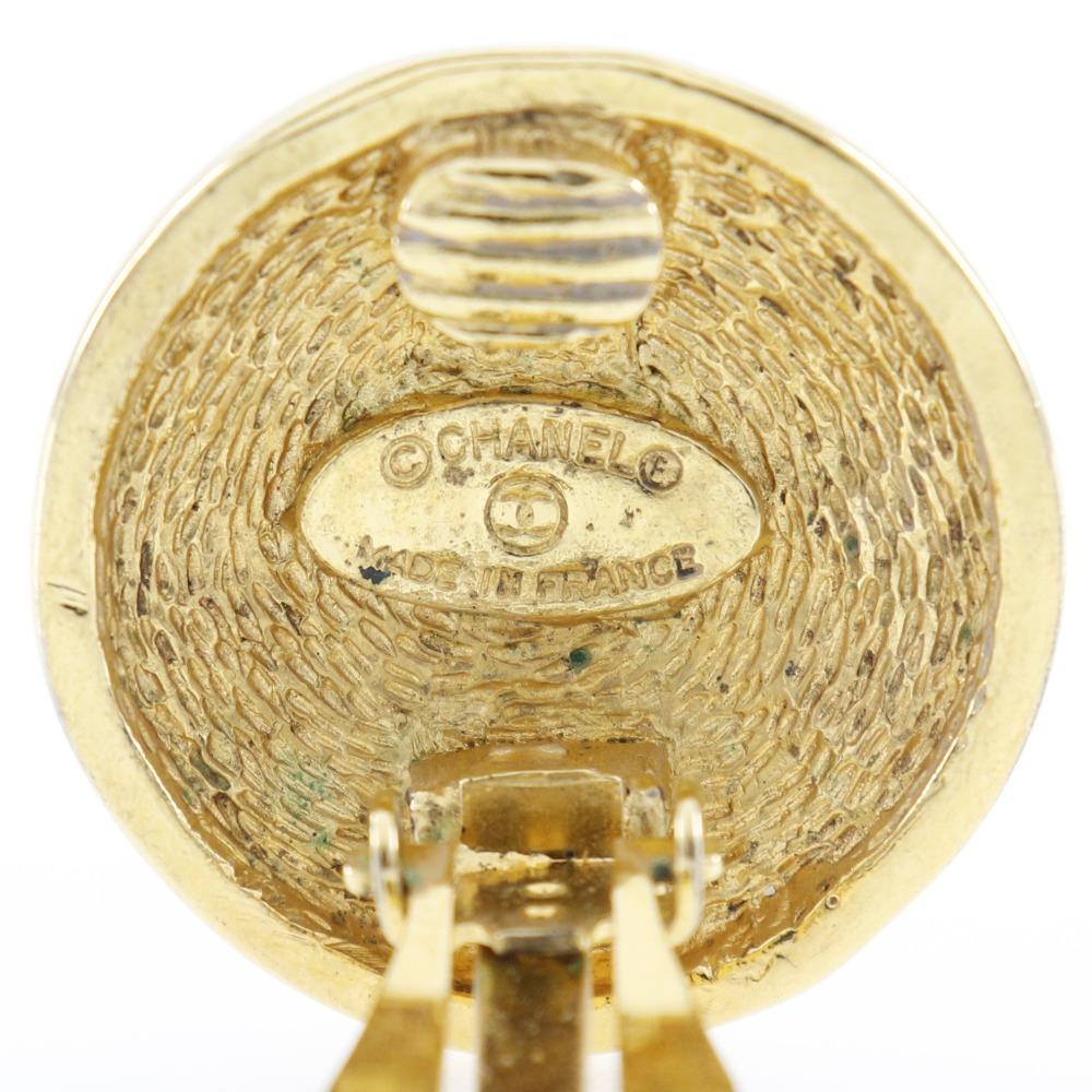 Chanel COCO Mark Earring Matelasse Vintage Plated Gold 18.1g Women Used