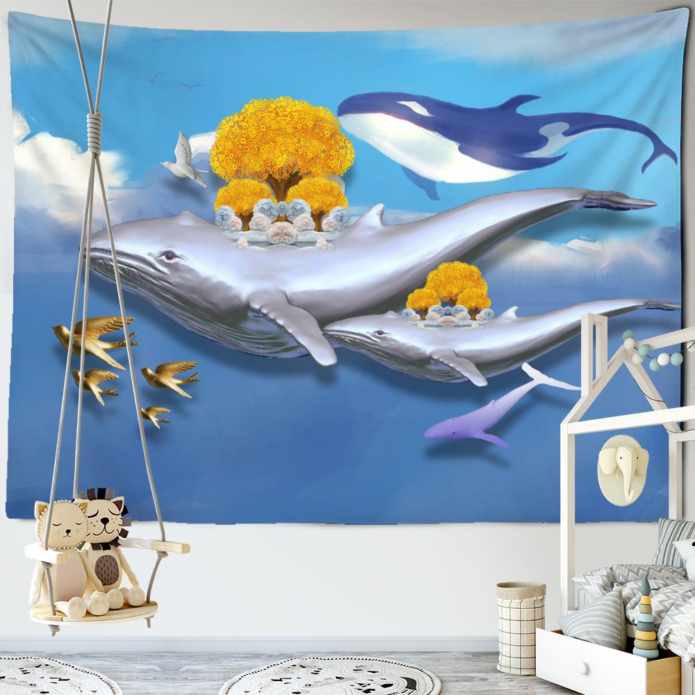 Dream Whale Tapestry Wall Hanging Cartoon Kawaii Hippie Art Tapiz Boho Kids Room Girls Dorm Home Decor