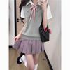 Japanese School-Style Embroidered V-Neck Knitted Vest for Women
