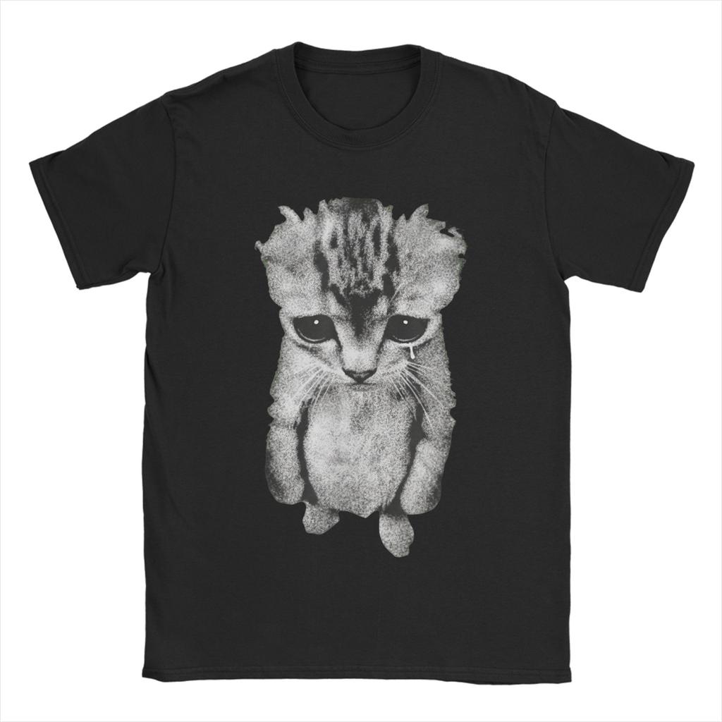 El Gato Munchkin Kitten Funny Sad Crying Cat Meme Cat Lovers T Shirt T Shirts Men 100 Cotton Plus Size Tees Short Sleeve Tops