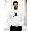 Men's Casual Round-Neck Sweatshirt with Flying Egret Print