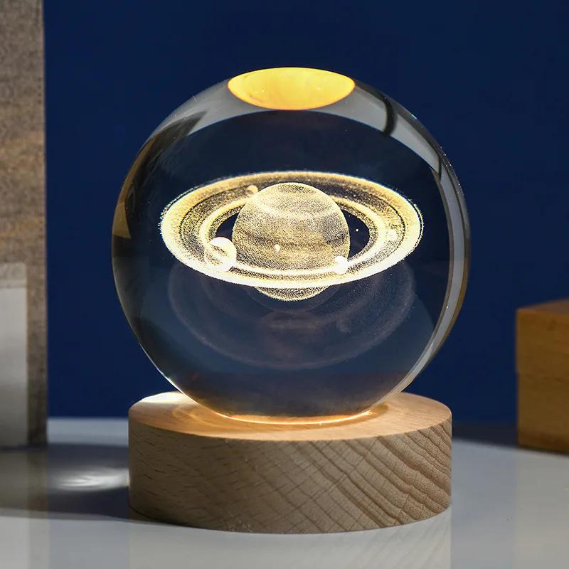 Solar System Globe Galaxy K9 Crystal Ball 3D Laser Engraved Astronomy Planets Ball Fantastic Style Home Decor Cosmic Model Gift