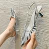 Fashion Elegant Pointed Toe Kitten Heel Women Sandals Fashion Shallow Back Strap Buckle Design Slide Sandals Sexy Summer Dresses Pumps