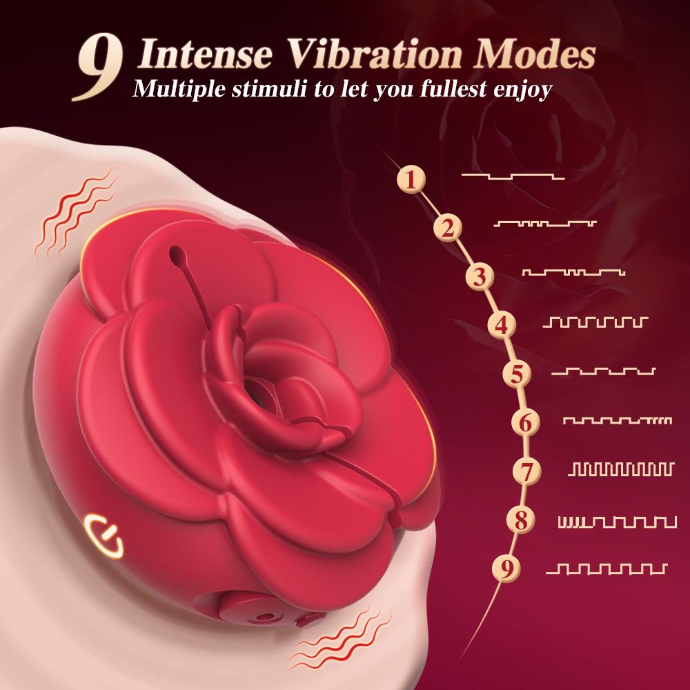 APP+remote Control 9 Modes Wearable Vibrating Nipple Clamp Rose Silicone Breast Clamp Breast Massager Couple Waterproof Sex Toy
