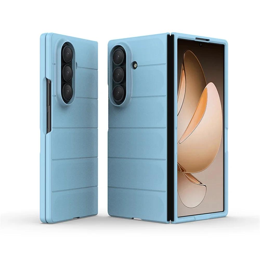 Fashion Simple Smooth-Touch Wave Pure Color Silicone Case For Samsung Galaxy Z Fold 7 6 5 4 3 Full-pack Shockproof Protect Cover