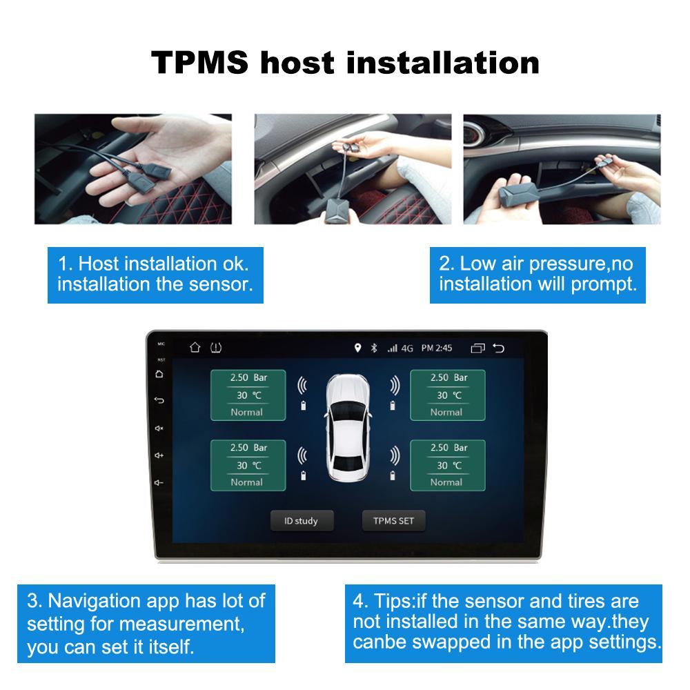 Tire Pressure Monitoring System Android Navigation Alarm System Car TPMS