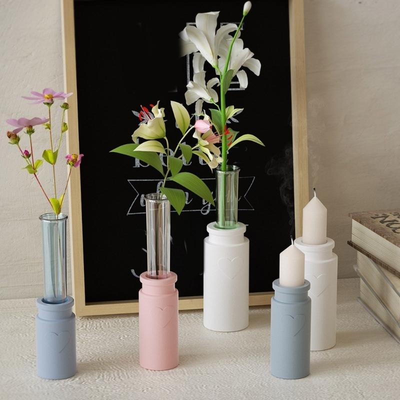Unique Silicone Crafting Moulds Vase Molds Heart Shape Flowerpot Mold Epoxy Resin Mold Candlestick Moulds for Vase