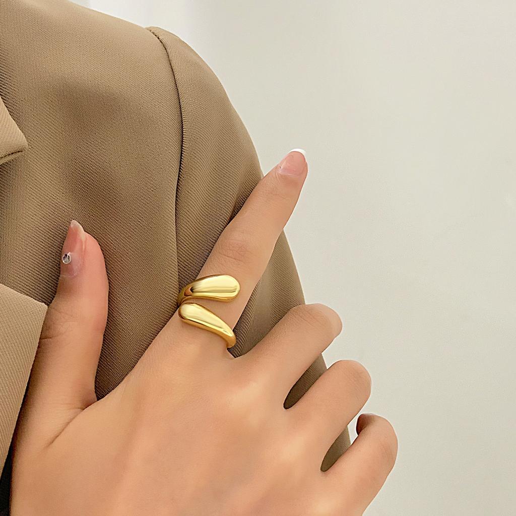 DIEZI Retro Vintage Water Drop Choker Necklace Bangle Ring Set For Women Punk Geometric Gold Color Metal Bangles Jewelry Set