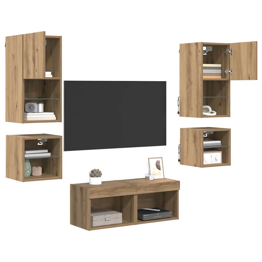 TV Wall Units 8 pcs Artisan Oak Wood Based Material