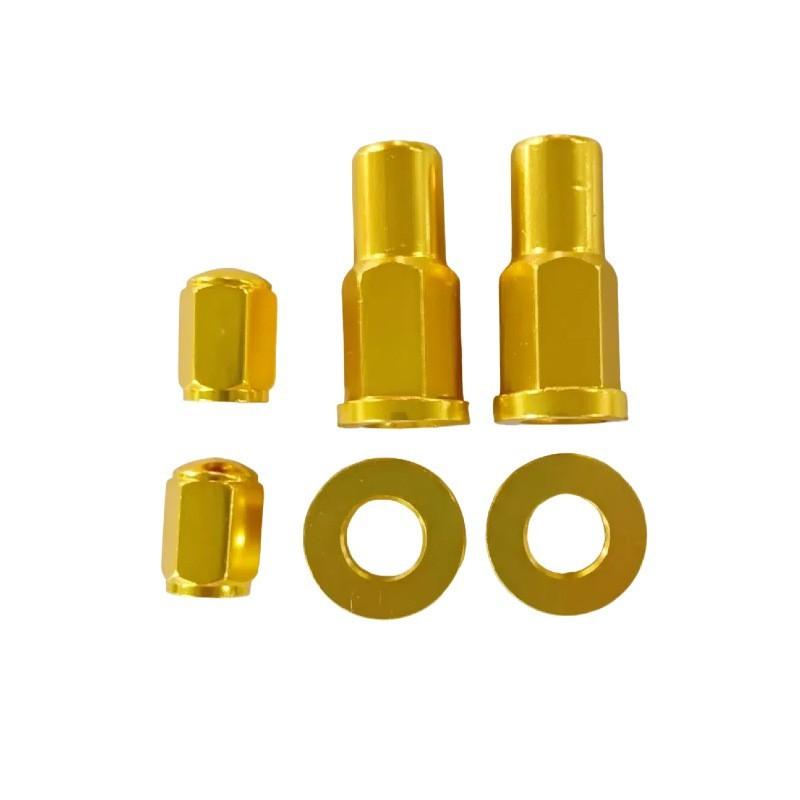 New Gold Color Motorcycle Tire Valve Cap Set-Lock Nuts Kit With Bolts And Washers Included