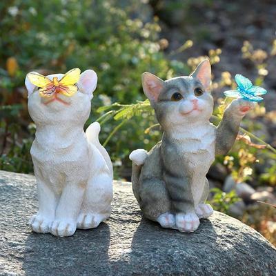 Güneş Bahçe Çim Hayvan Heykeli Aydınlık Reçine Bahçe Kedi Sanat Heykeli Süslemeleri El Sanatları Ev Dekoru Oda Ofis Çalışma Odası