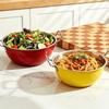 Colored Design Stainless Steel Kitchen Cooking Bowls Dual Handle Food Grade Anti-scald Bowl for Home Restaurant Use 1PC
