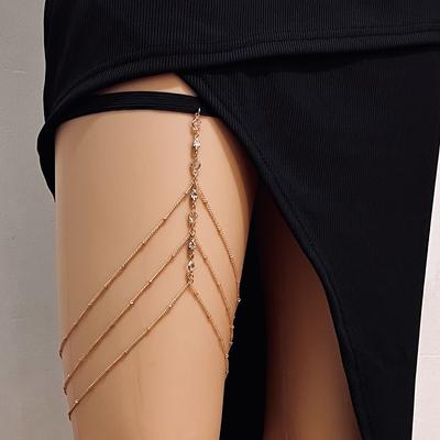 Böhmische dreilagige, mit Fransen versehene Kristallperlen-Metall-Oberschenkelkette für Damen, Sommermode, sexy Strand-Beinkette