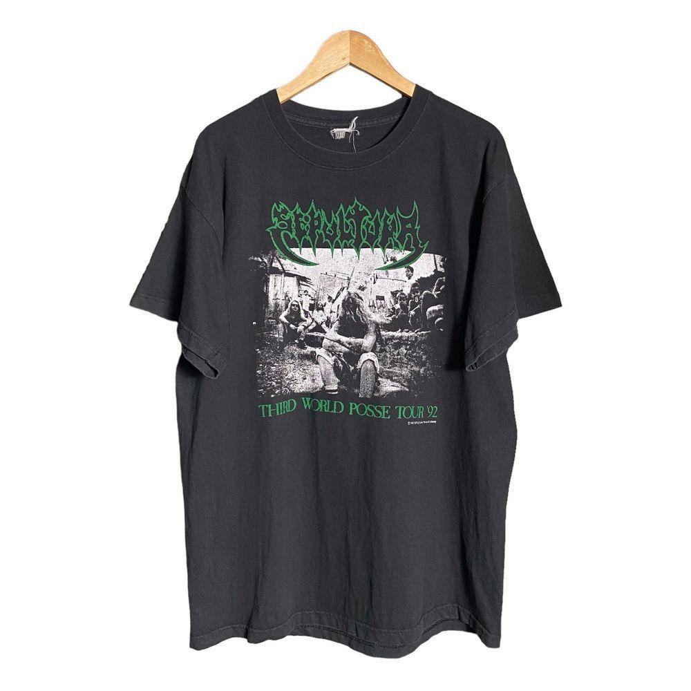 

Винтажная футболка Sepultura Third World Posse Tour 90-х, черная, унисекс, размеры S-5XL, KH10717 XL