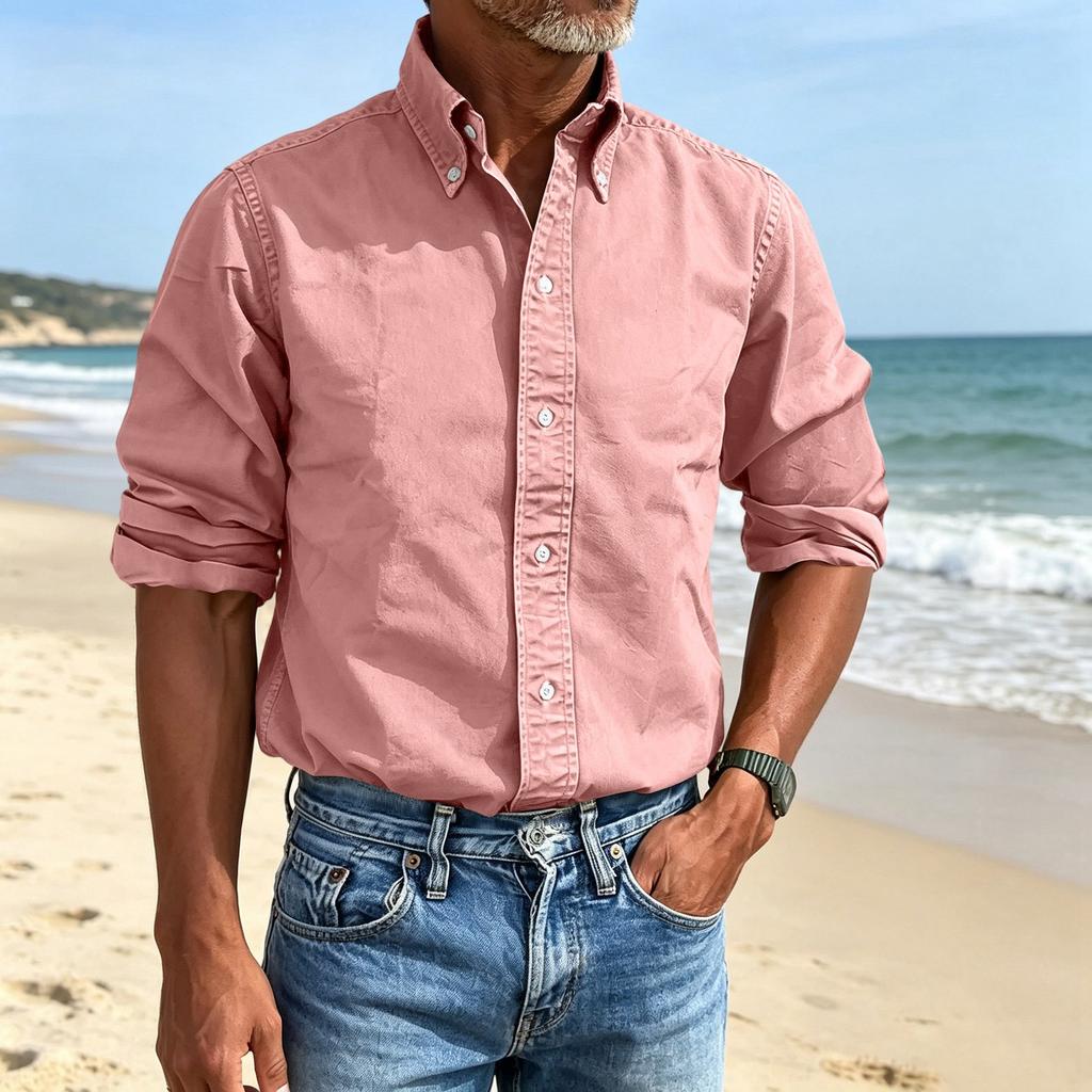 Men's Business Dress Shirt Button Down Collar Color for
